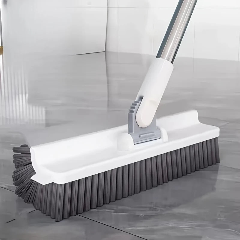 4 In 1 Floor Scrubber With Long Handle Stiff Bristles Grout Brush Squeegee Rotating Tile Brush For Bathroom Glass Patio Cleaning