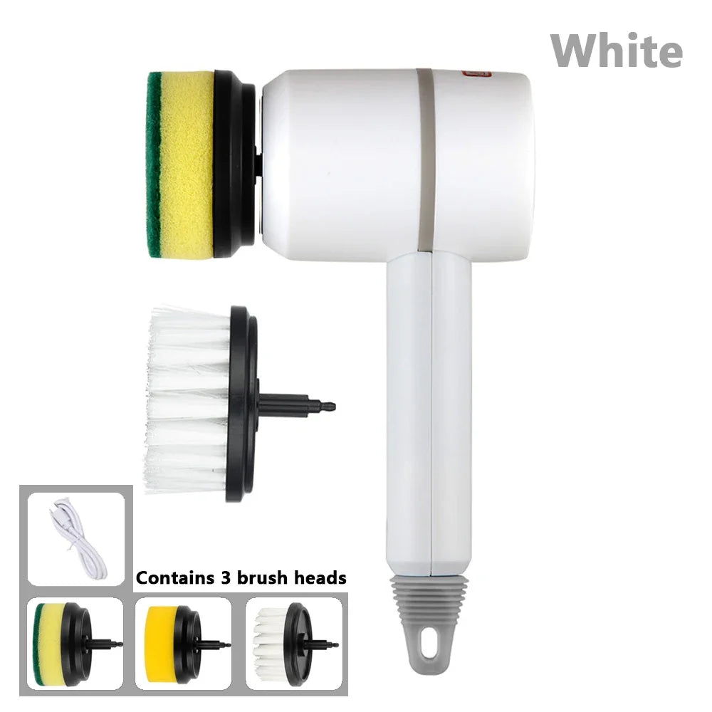 3-in-1 elektrische Reinigungsbürste für die Küche, Geschirrspülen, Zuhause, USB wiederaufladbar, elektrischer Drehwäscher, Reinigung von Haushaltsgeräten